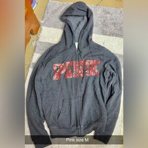 PINK Victoria's Secret Charcoal Zip-Up Hoodie